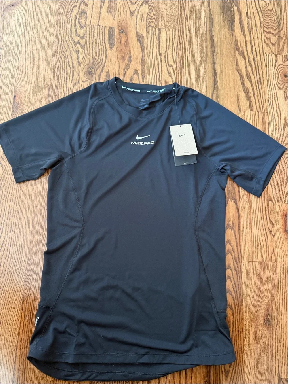 Nike Black Short-Sleeve Performance Tee with White Logo